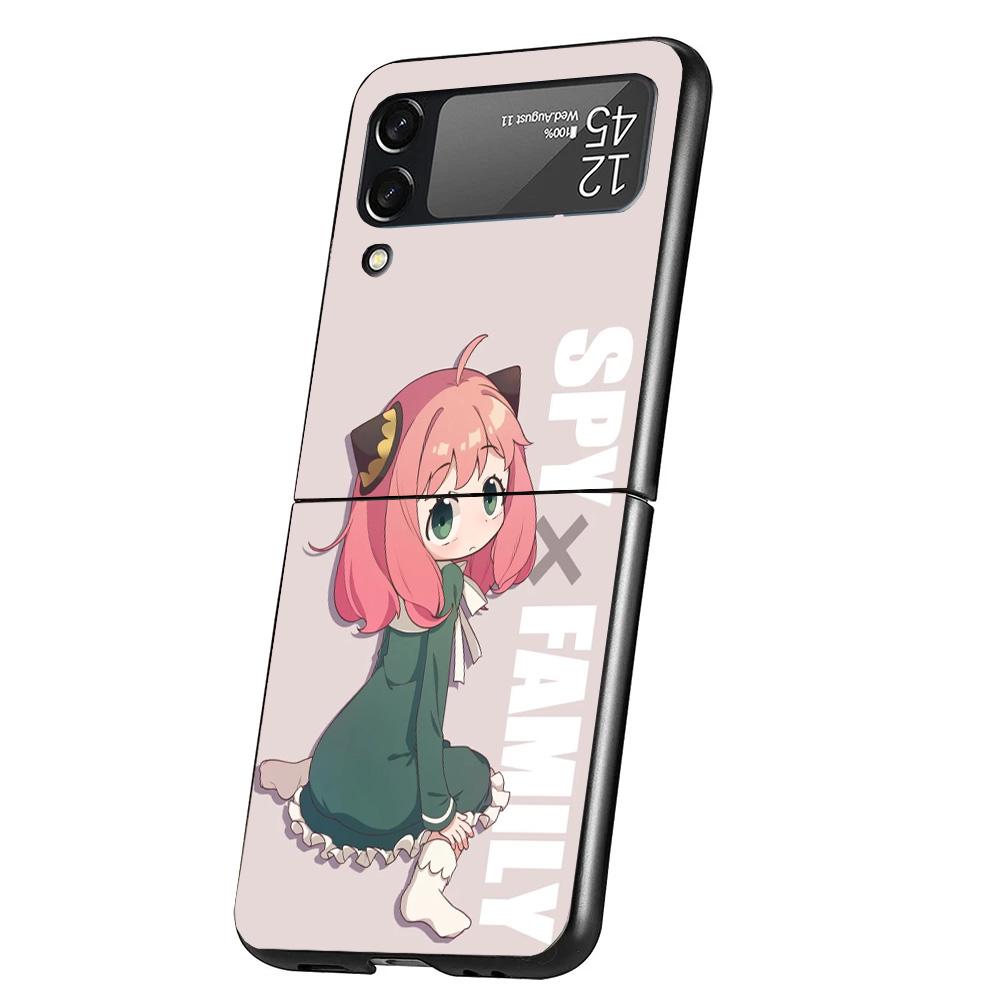 Spy Family Anya Cute Case Phone Cover for Samsung Galaxy Z Flip 7 6 5 4 3 5G ZFlip7 ZFlip6 ZFlip5 ZFlip4 ZFlip3 Black Fundas Gal