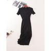 Gyaru Elegant Polo Collar Side High Slit Dress Western Style Sexy V-neck Slim Fit Elastic Knitting Hip Skirt