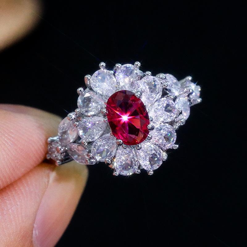Viya Copper Inlaid Colored Zircon Fashion Light Luxury Ring Irregular Opening Ring Women