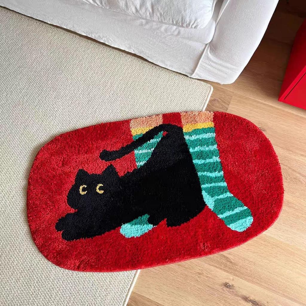 Christmas Winter Warm Patterned Christmas Tree Small Size Living Room Entrance Rug, Bathroom Door Mat, Home Decoration