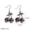 Exaggerate Gothic Sliver Color Skull Red Glass Crystal Eye Pendant Dangle Earrings for Women Halloween Party Scary Jewelry Gifts