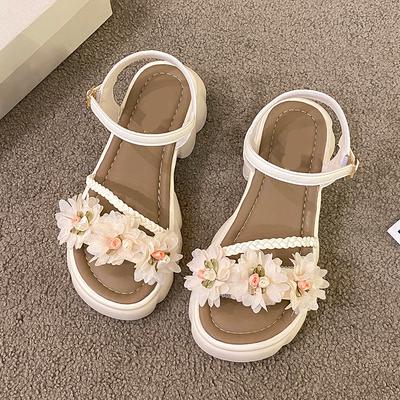 Sandali Floreali Moda Donna Scarpe con Tacco Alto Scarpe con Zeppa alla Moda Scarpe Basse Casual Donna Tendenza 2025 Estate Spiaggia Comode Zapatos Mujer