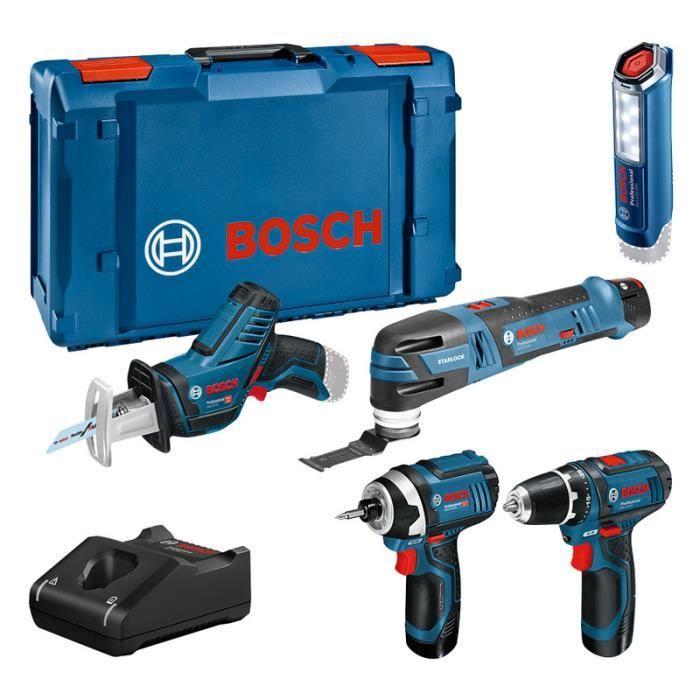 KIT 5 WERKZEUGE Bosch Professional : GSR 12V15 + GOP 12V28 + GDR 12V105 + GSA 12V14 + GLI 12V300 + 3x2,0Ah + Ladegerät,XLBoxx-0615990N1D