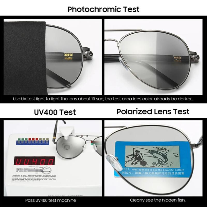 Photochromic Sunglasses Men Women Aviation Polarized UV400 Day and Night Vision Driving Sun Glasses Pilot Style Goggles