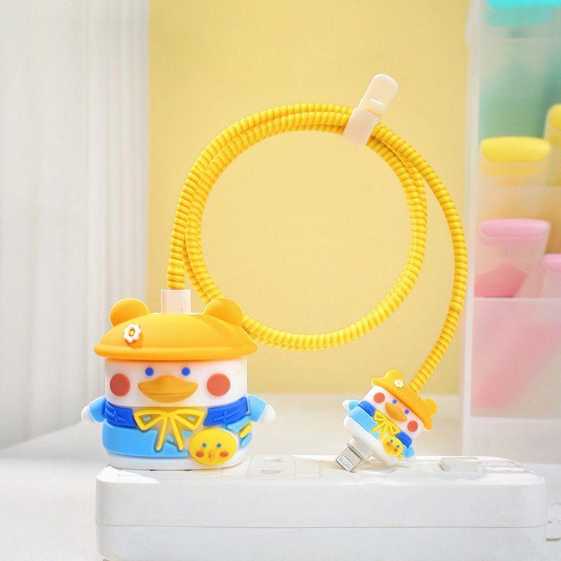 

3 шт./компл., защитный чехол для зарядного устройства, чехол с милым мультяшным рисунком, мягкий силиконовый чехол для защиты шнура, зарядный кабель с мультяшным медведем, защитный чехол, комплект, кабель для зарядного устройства Y02