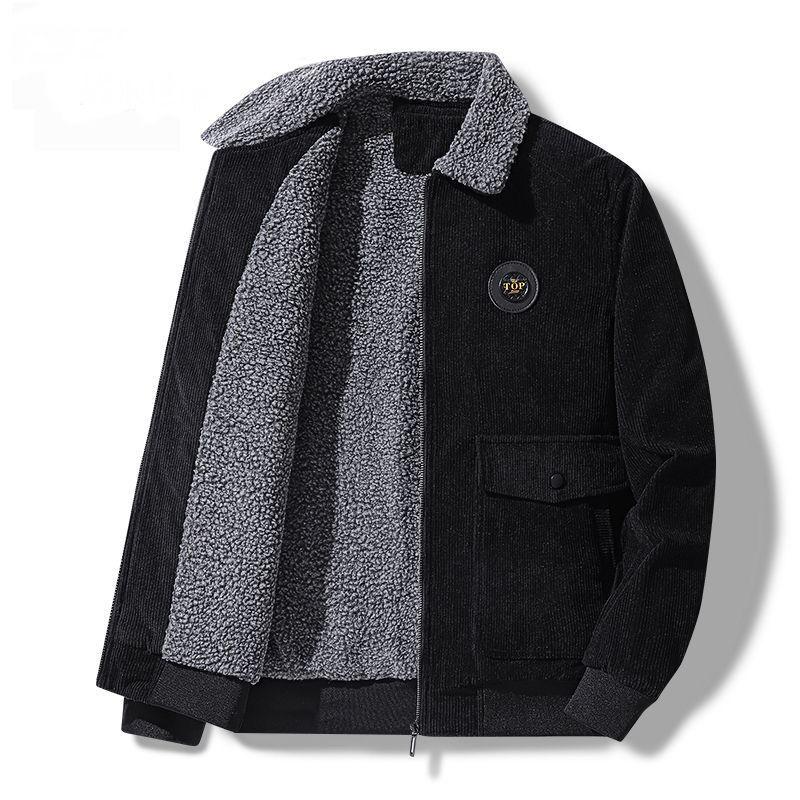 Herrars Nya Höst- och Vinter Casual Fleece Varm Plus Sammet Kavaj Utomhus Lös Casual Jacka För Män