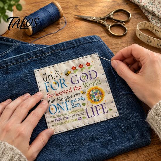 Beginners Crafting Materials 1/2Pcs Prayer Fabric Square, Religious Quilt Square with Text & Flower Sewing Projects Print, DIY Craft for Quilting