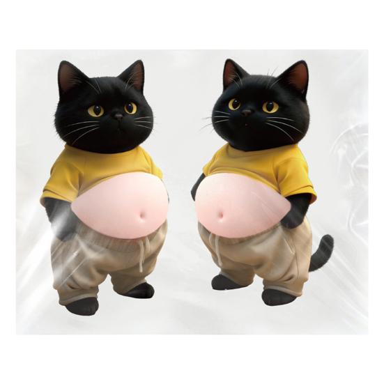 2Pcs 3D Belly Cat Anti-collision Sticker Anxiety Stress Relief Elastic Tummy Cartoon Kitten Decal Silicone Belly Animal Buffer Sticker