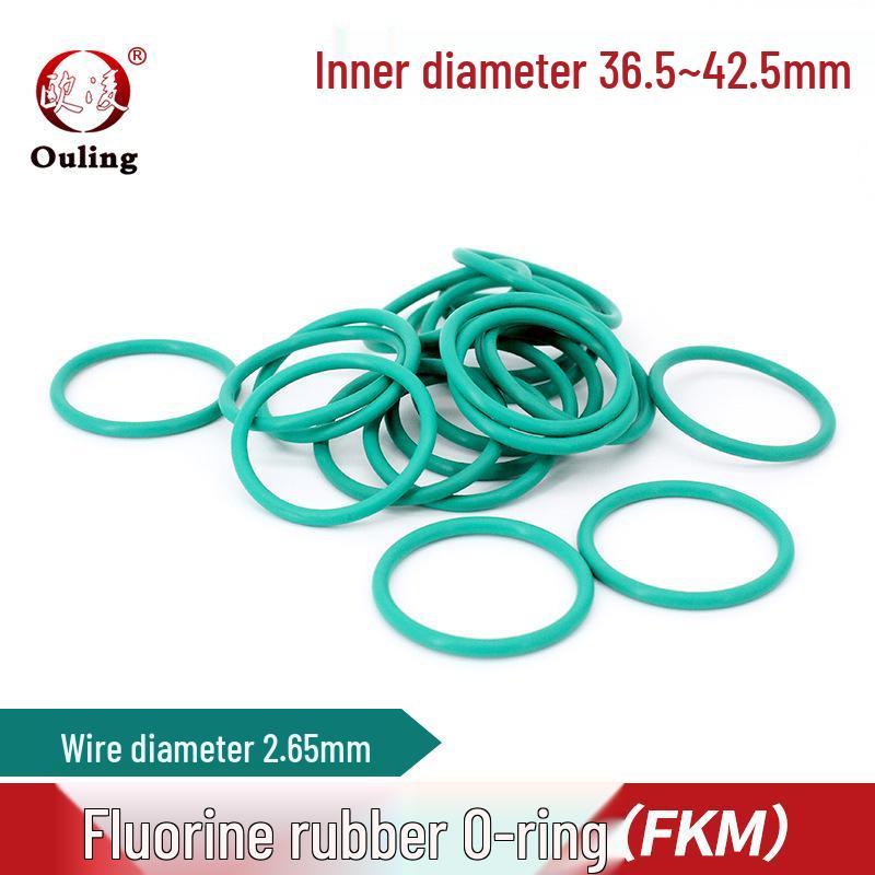 Green Fluororubber O-Ring, ID 36.5-42.5mm, 2.65mm Cross-Section Diameter 40mm ID * 2.65mm (5 pcs) Green Fluororubber O-ring