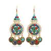 Vintage Afghan Gypsy Coin Headband Bracelet Earrings Sets Boho Colorful Rhinestone Round Hollowed Flower Turkish Female Zircon