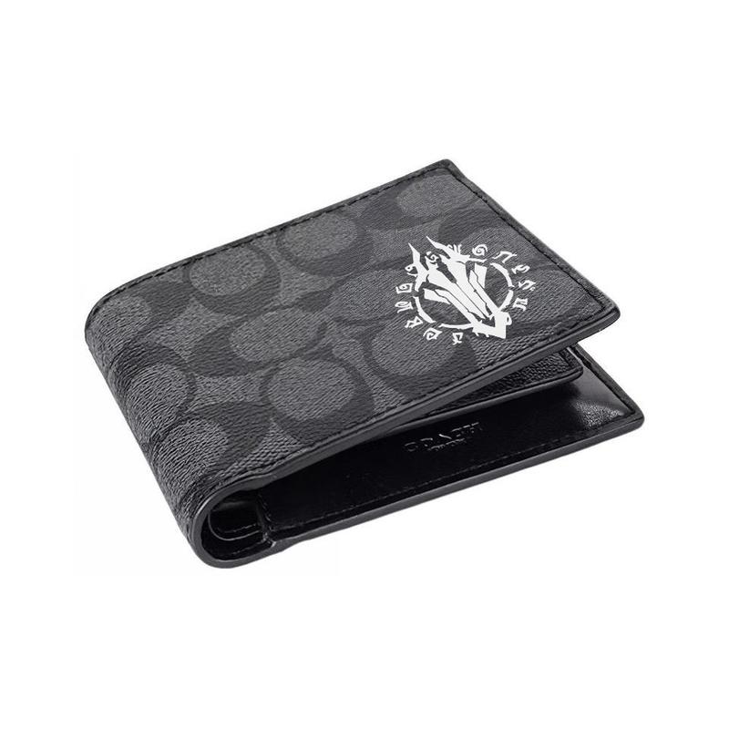 Coach [Customized Bag] 3 IN 1 Wallet MAY All the Way Gothic Oracle Leather Wallet Men's Black Black
