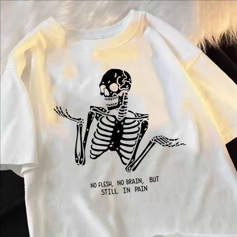 Harajuku Gothic Tops Funny Cartoo Skull Printed Unisex Tshirts Fashion Streetwear Casual Round Neck Short Sleeve Unisex