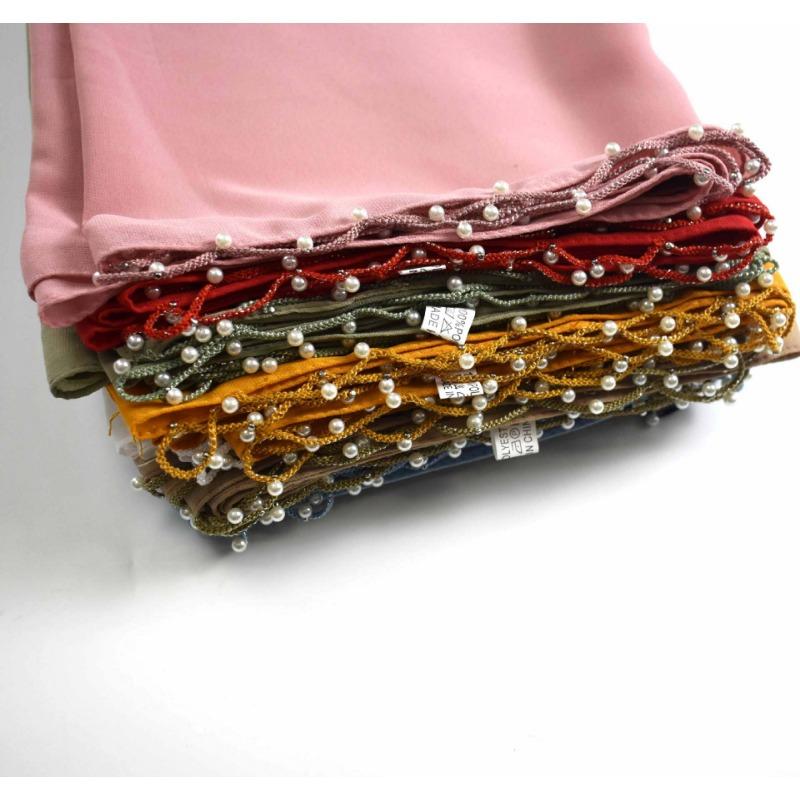 Long Chiffon Wave Edge Beaded Shawl For African Women
