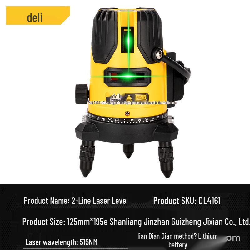 Deli Tools High Precision 2/3/5-Line Green Infrared Laser Level DL4161 for Indoor Use