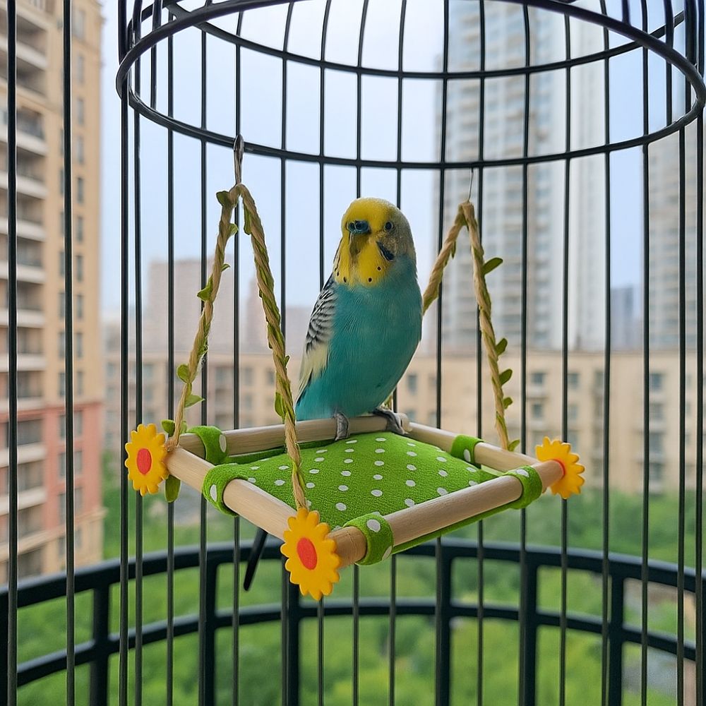 Bite Resistant Bird Swing Toy Removable Bird Cage Perch Bird Hanging Hammock  for Bird Cage