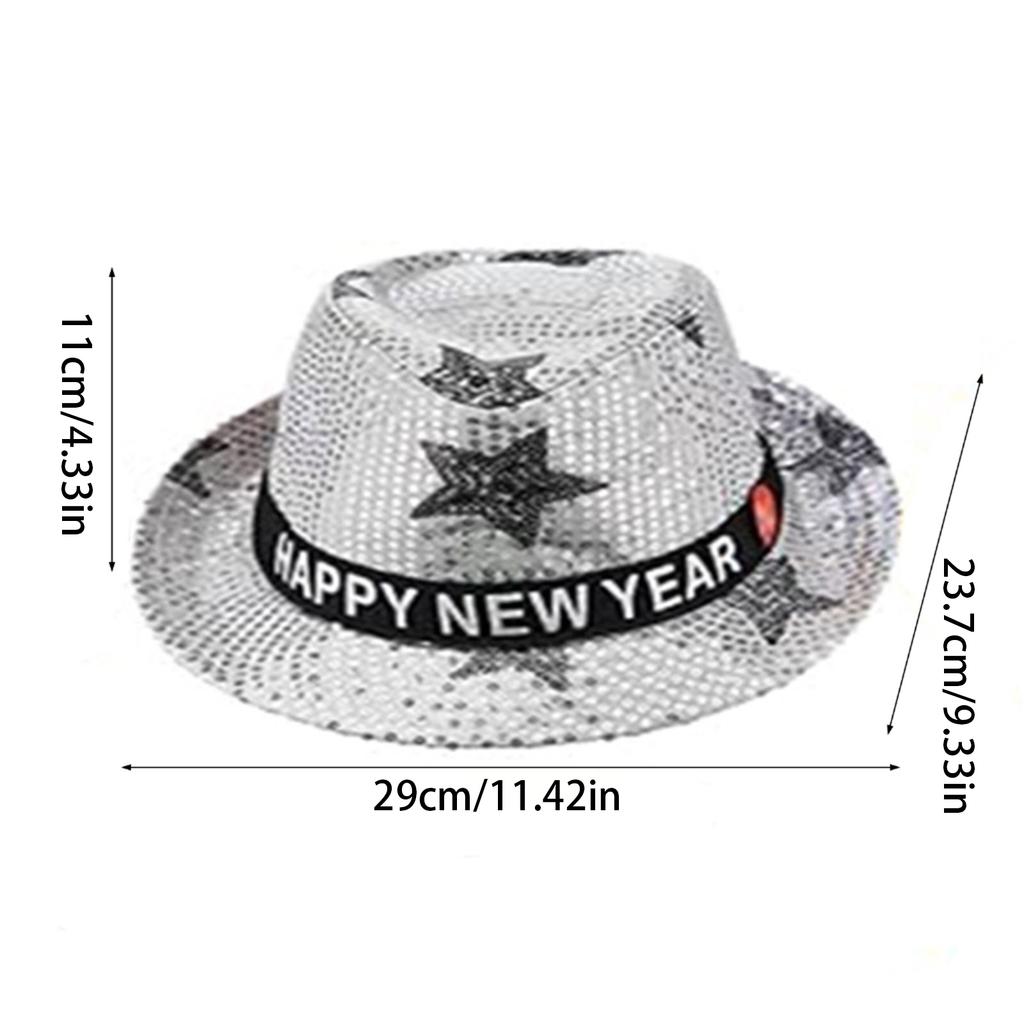 Flashing Sequins Hats with Star Happy New Year Hats With LED Lights And Sequins Perfect For Men And Women Party Supplies