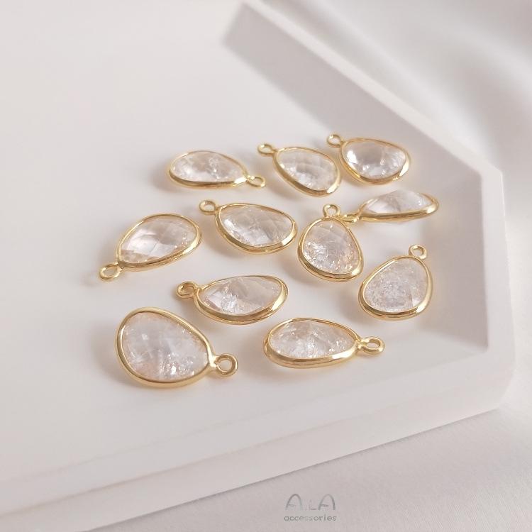 14K Gold-Filled Blown Crystal Zirconia Teardrop Pendant Charm