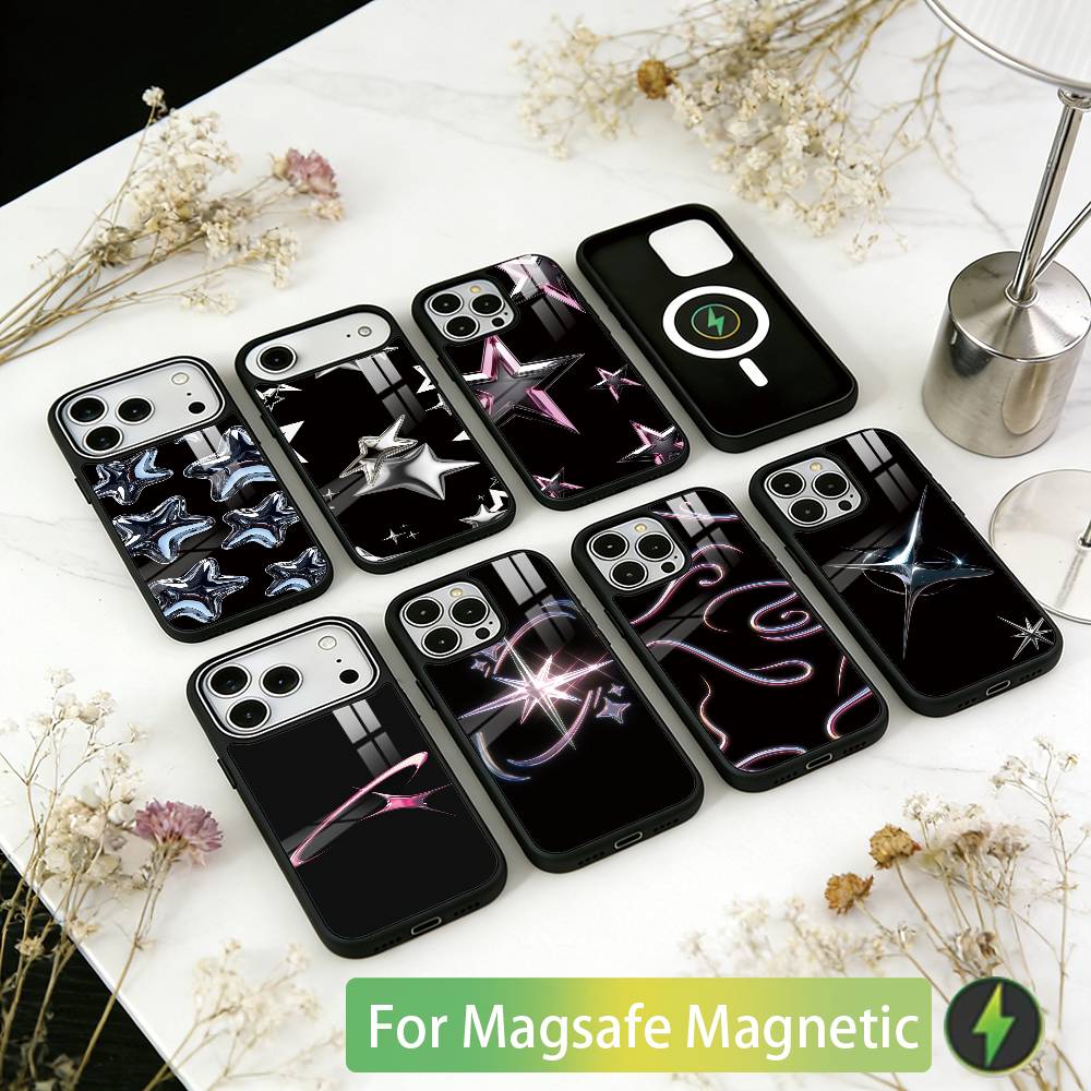 Heavy Metal Stars Series Phone Case For iPhone17,16,15,14,13,12,11 Plus,Pro Magnetic with Magsafe Wireless Charging