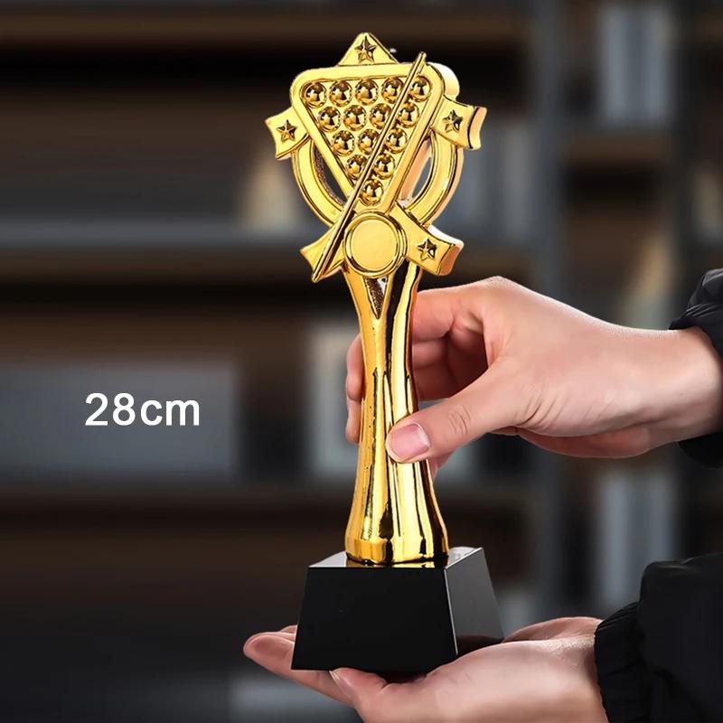 Customized Snooker Trophy Gold, Silver, Copper, Annual Meeting Celebration Excellent Billiards Sports Souvenir Crystal Base, 1Pc