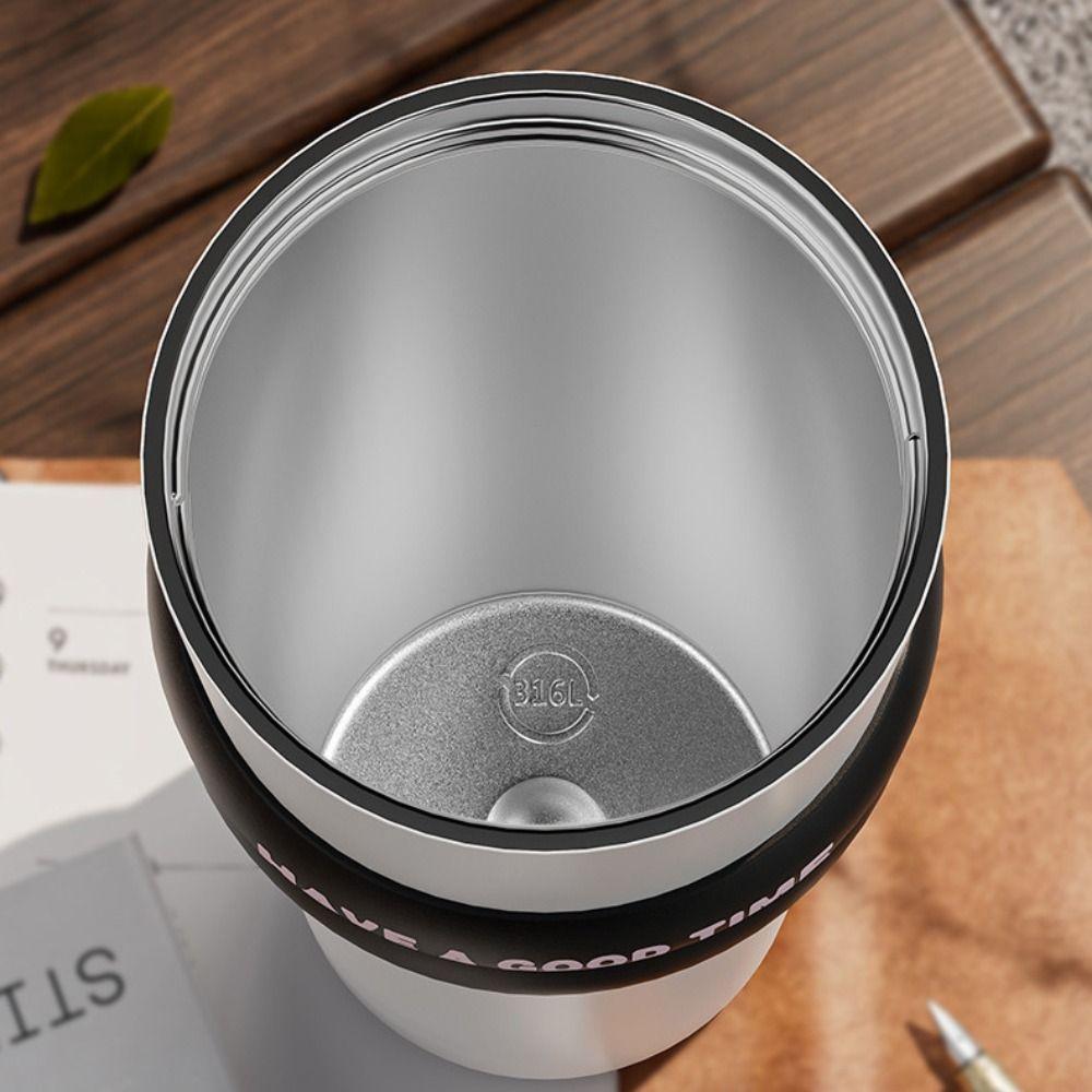 Stainless Steel Vacuum Insulated Bottle Large Capacity Large Caliber Thermal Cup with Lifting Rope With Straw Insulated Cup Gym
