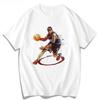 Summer men's new Iverson character T-shirt Basketball fire print casual short-sleeved round-neck 100% cotton T-shirt streetwear