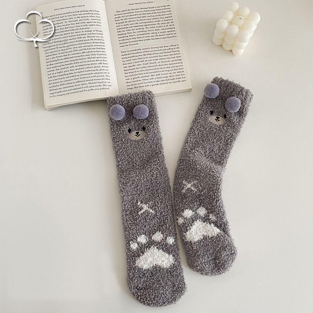 

Warm Coral Velvet Socks Stockings Floor Socks Thickened Cotton Socks Women сірий