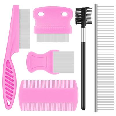6Pcs/Set Professional Lice Comb Kit for Lice Nits and Dandruff Removal Quick Results for Head Lice Treatment ,pet Styling Tools