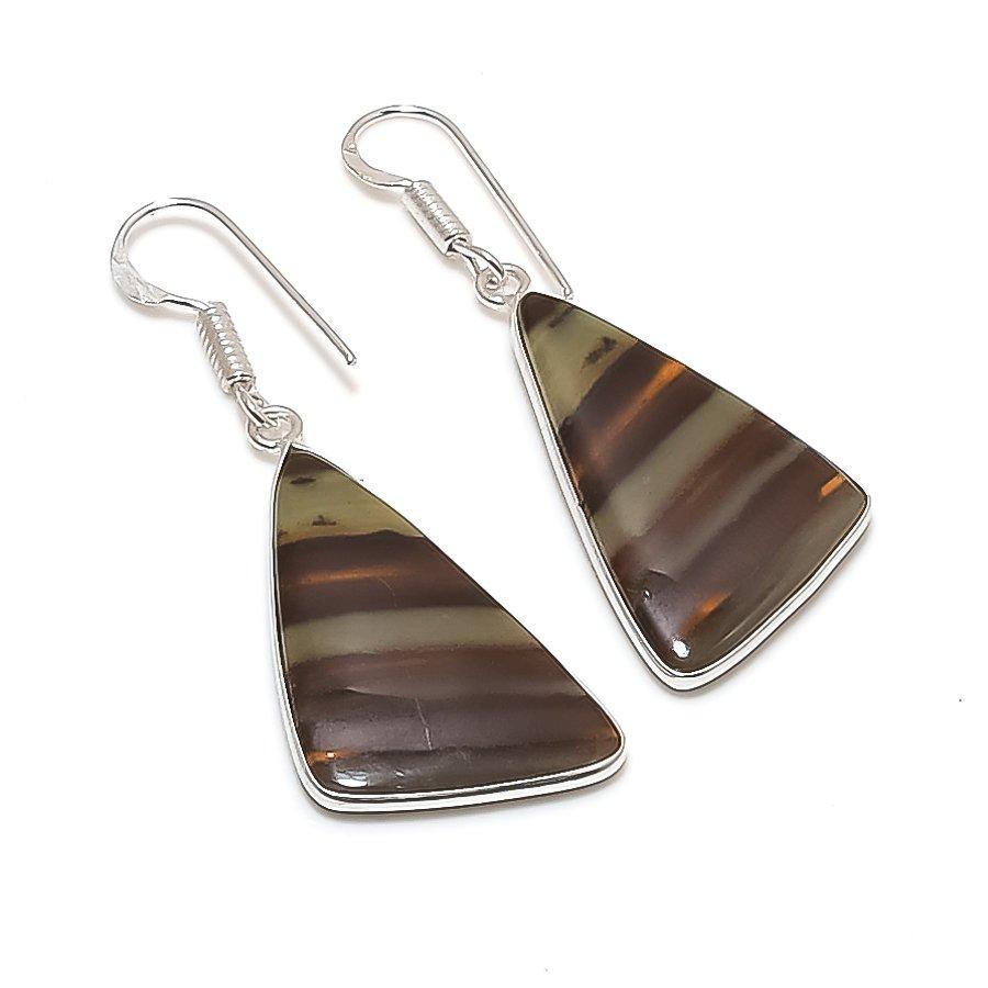 Natural Picasso Jasper Gemstone 925 Sterling Silver Jewelry Earring 1.89  AE-12288