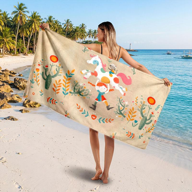 Large Beach TowelPippi Longstocking Soft Absorbent Towel Beach Bath Home Use