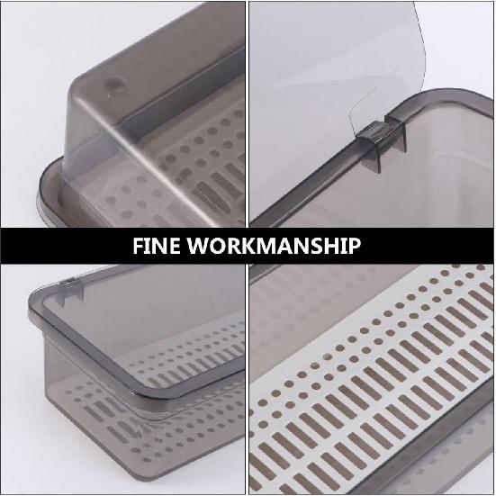 Housoutil Utensil Organizer with Lid, Tableware Tray with Lid and Drainer, Kitchen Cutlery Tray and Utensil Drawer Organizer to Keeps Your Cutlery