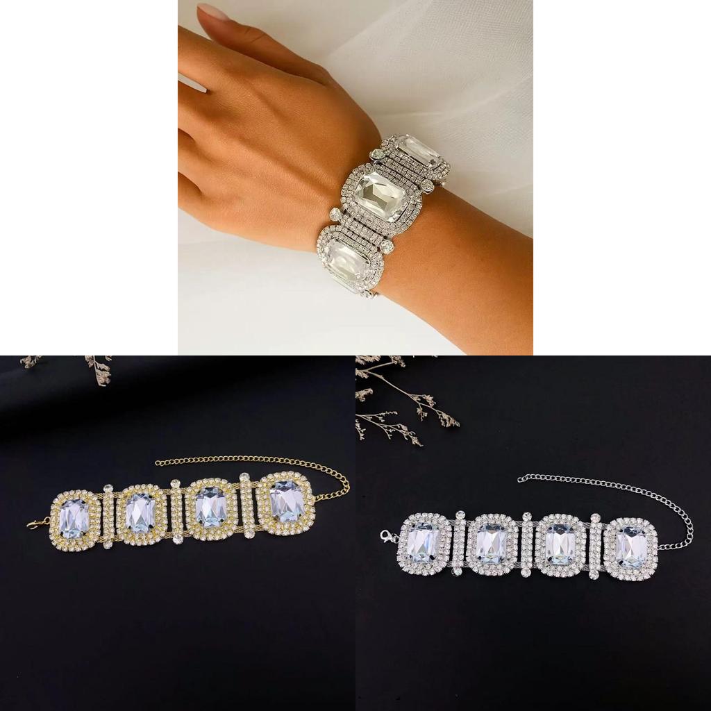 Geometric Square Water Drop Crystal Bracelet For Women Party Wear Jewelry Gift