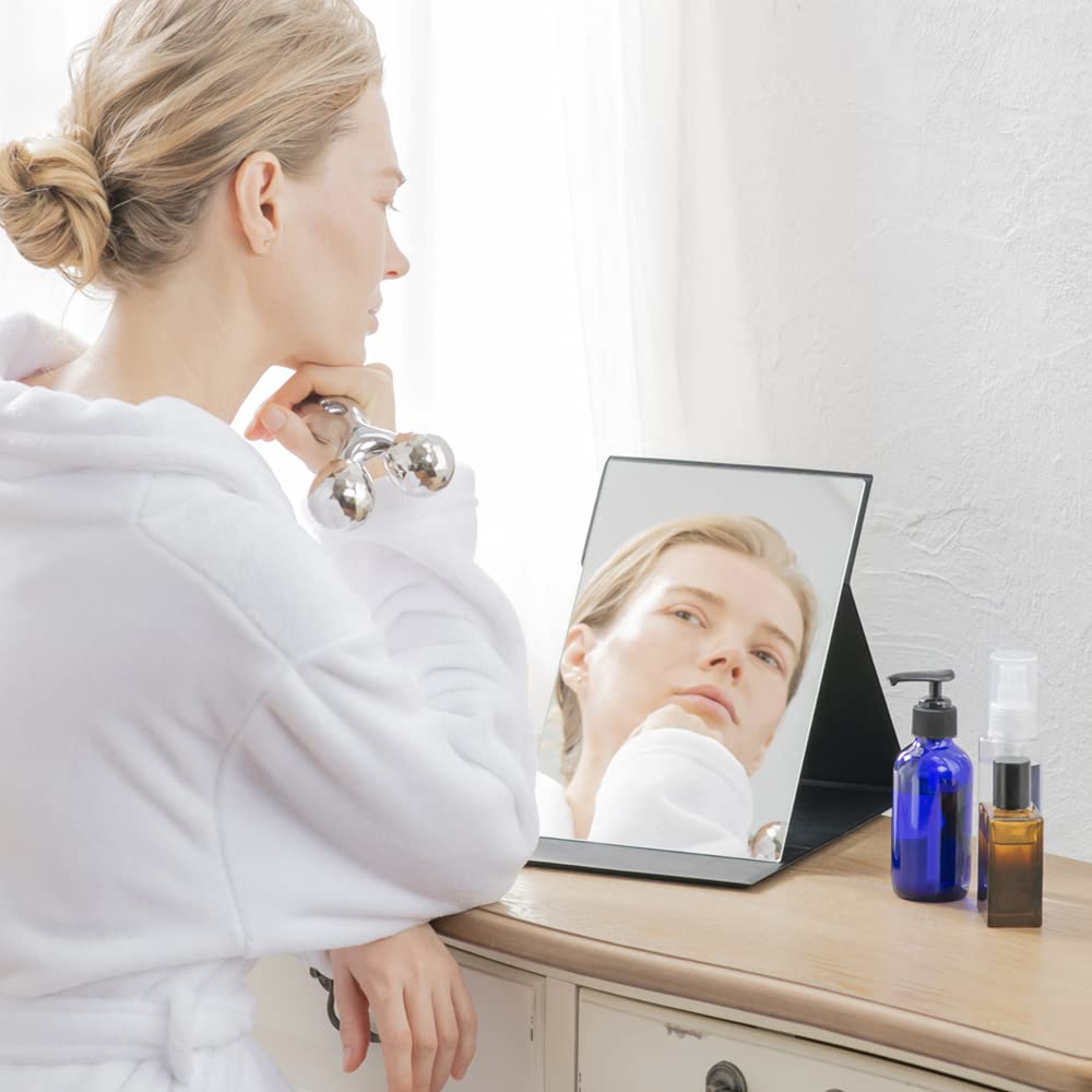 Horiuchi Mirror Industry Napure Mirror Pro Model Folding Mirror LL Size Black Makeup Mirror - Reflects True Skin Tone - Birthday Gift