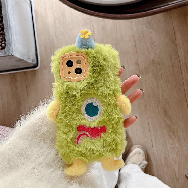 

Плюшевый чехол для мобильного телефона Apple «15» с рисунком Apple для Huawei Mate60 — креативная личность, одноглазая кукла-монстр-подставка — милая и забавная Huawei P70/Pura 70