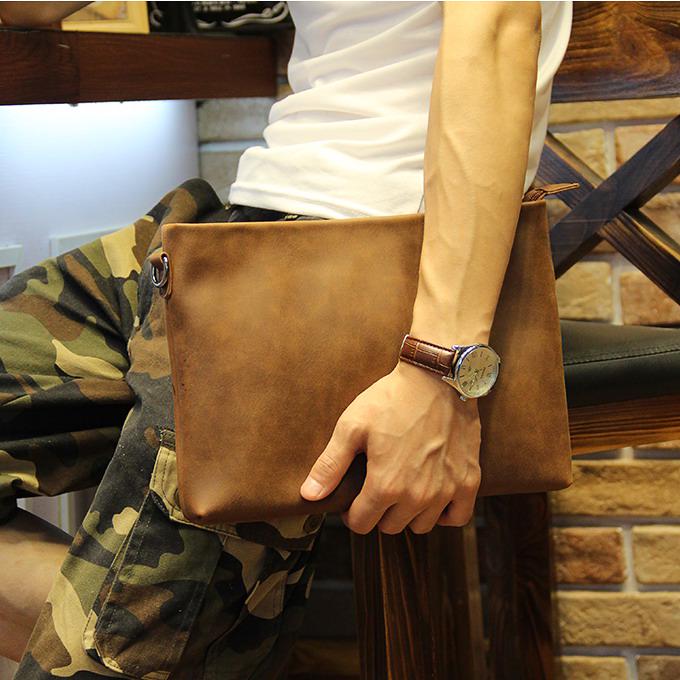 Male Bag Envelope Clutch Crazy Horse Leather Business Men Clutch Bags Casual Large Capacity Hand Bag