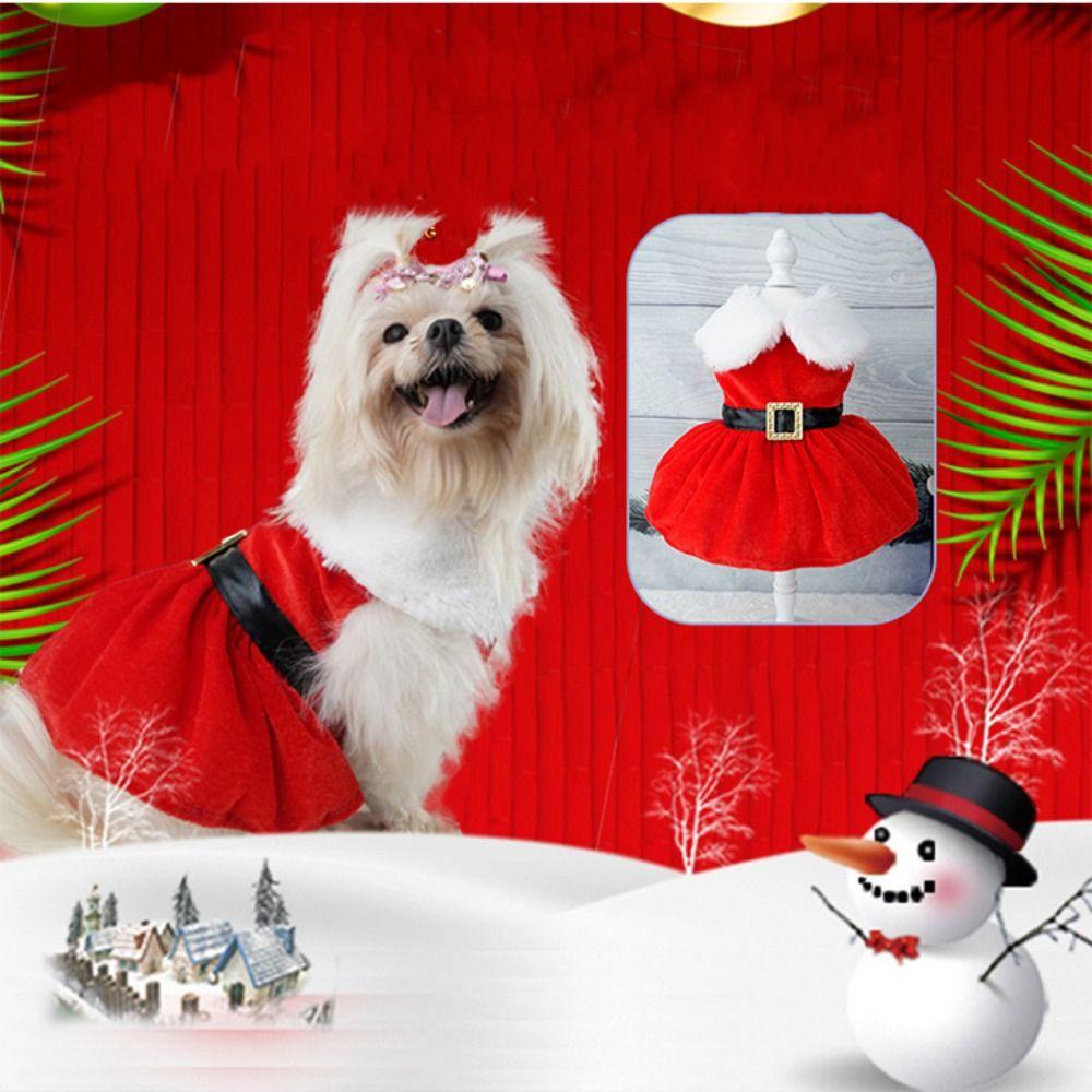 Pet Outfit Cute Santa Claus Dog Skirt Soft Warm Dog Winter Clothes Breathable Pet Christmas Costume Autumn