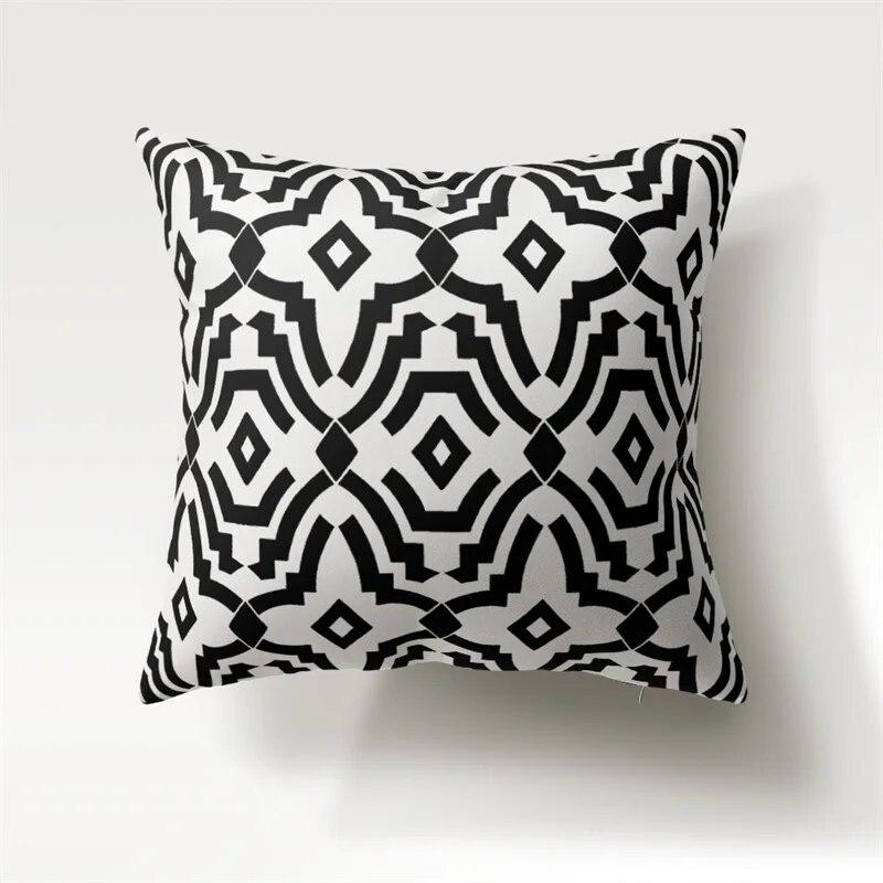 Nordic Simple Fashion Black and White Geometric Polyester Pillowcase 45x45cm Sofa Chair Car Cushion Cover Home Decor Pillowcase