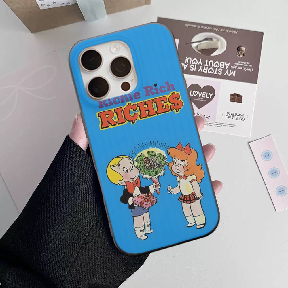 Cartoon Richie Rich For IPhone 15 16 17 14 13 12 11 Pro Max 16E 16 Plus 17 Air Corrugated Shockproof Phone Cover