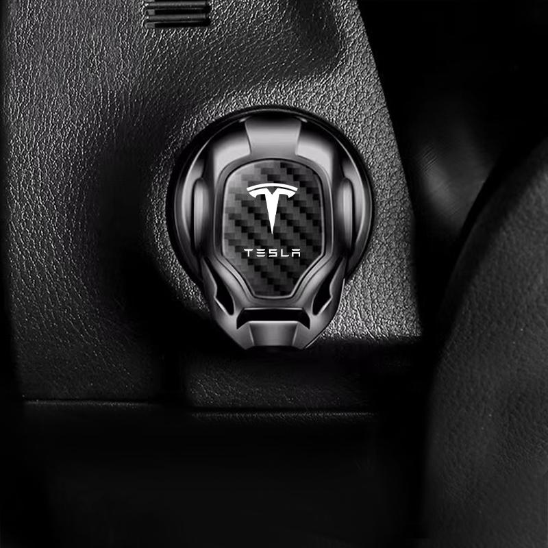 1Pcs Car One-Click Start Buttons Protective Cover Decoration For Tesla Model 3 Model X S 2016-2023  Model Y Decals TM3 TMX