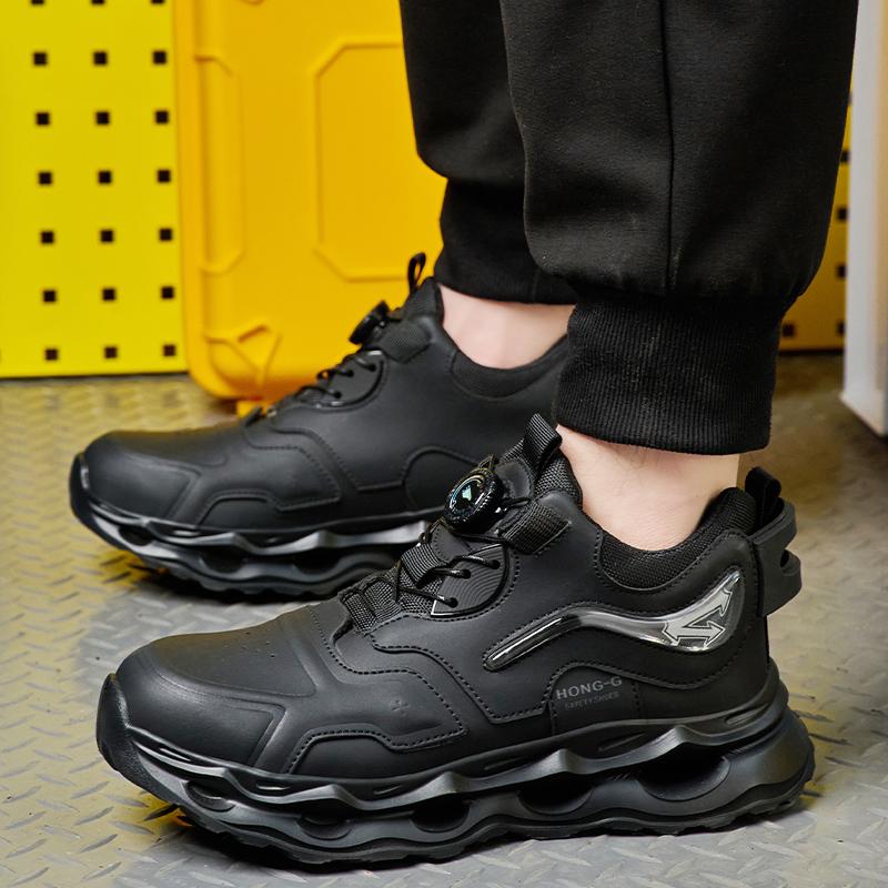 Wodoodporne Buty Robocze Dla Mężczyzn Odporne Na Zgniecenia Odporne Na Przebicie Buty Bezpieczeństwa Męskie Buty Obrotowy Guzik Niszczone Buty Męskie Trampki