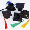 10PCS Mini Felt Tassel Bachelors Hat Wine Bottle Bouquet Decoration Party Event Decoration School Graduation Mini Bachelor's Hat