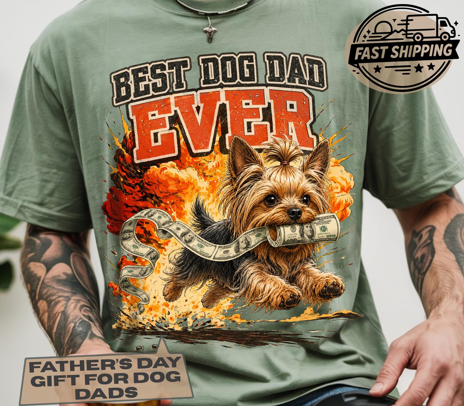Yorkshire Terrier Dog Dad Shirt, Custom Dog Name Tee, Comfort Colors Your Dog Name T shirt, Father Day Gift Tee, Personalized Pet Name Shirt 3XL