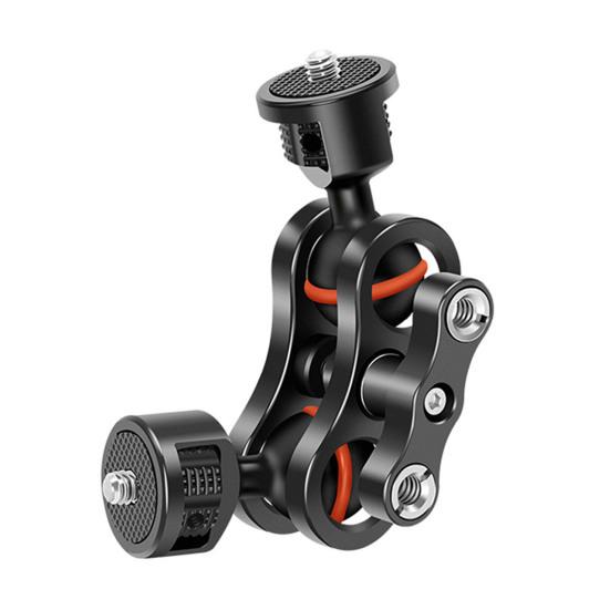 Double Ball Arm Camera Mount 1/4-inch Thread Aluminum Alloy Rotatable Ball Head LED Fill