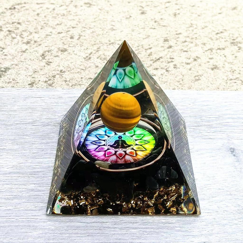 Crystal Stone Pyramid Resin Decor: Home, Office, Car Ornaments