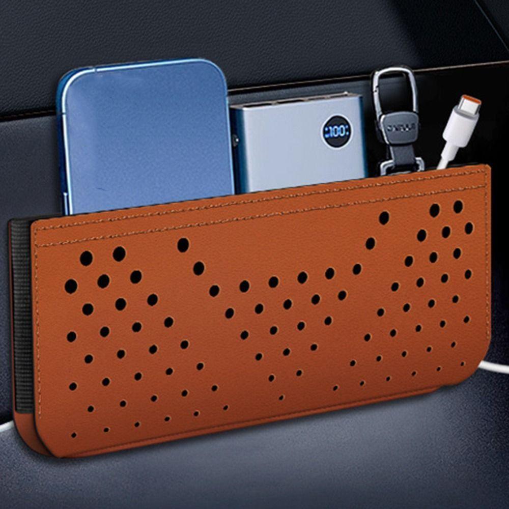 Scratch Resistant Multi-Functional Hanging Bag PU Leather Car Sundries Box  Card Bill Storage