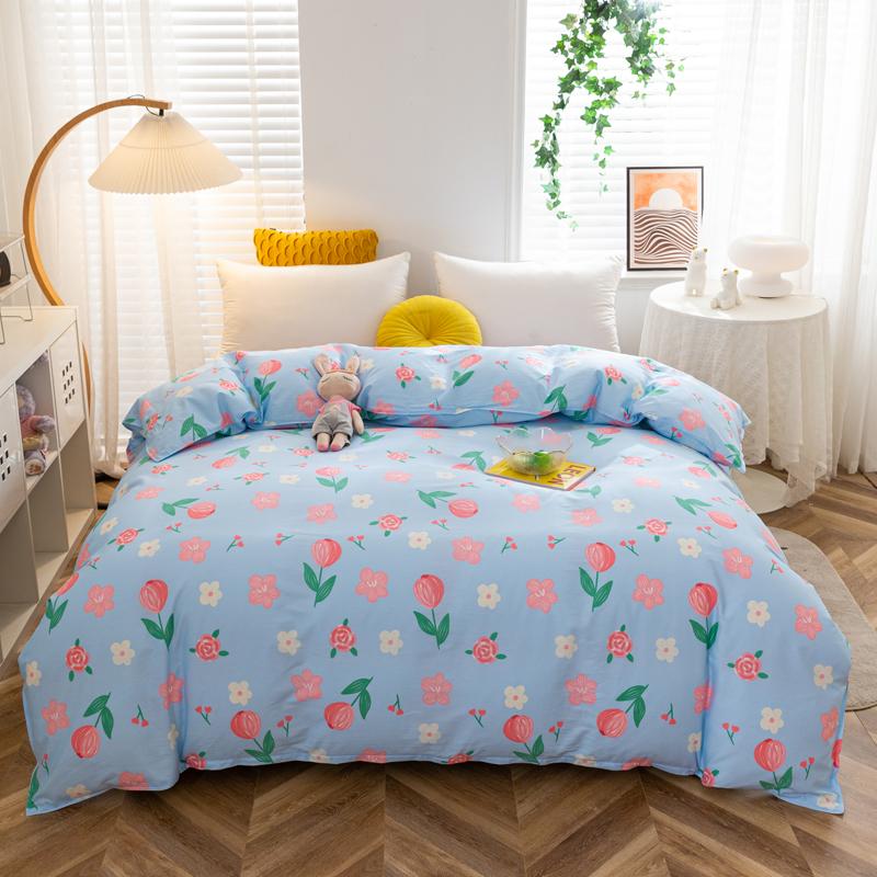 Kawaii Cartoon Bear Duvet Cover Cotton Girly Style Pattern Bedding Soft Skin-friendly Breathable Comforter Cover for Kids Girls