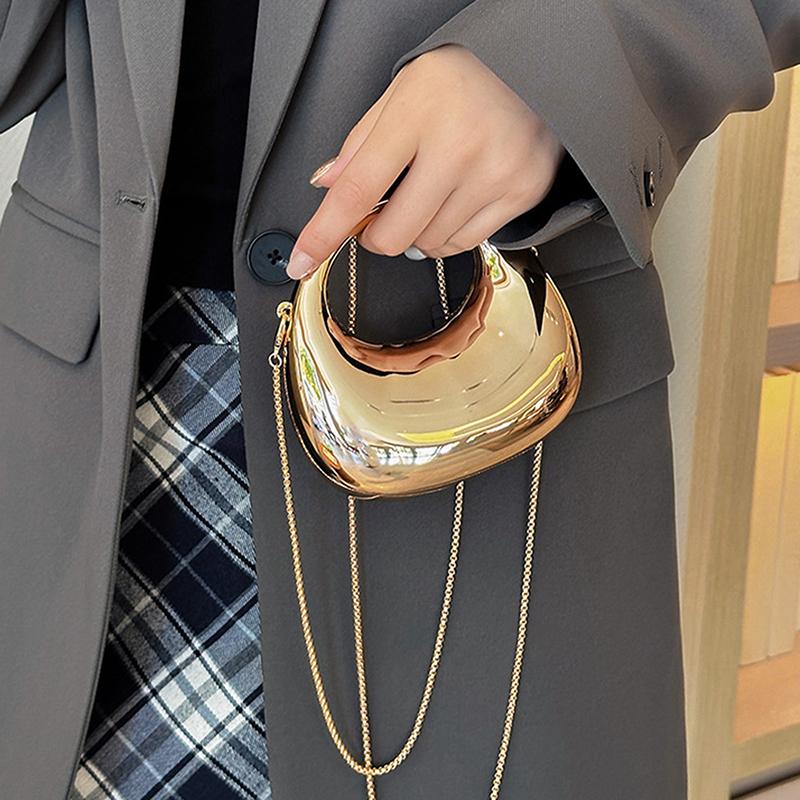 Damekjede Crossbody-veske Liten veske Akryl Metallisk glans Halvmåne Fest Bankett Dameveske Luksushåndveske