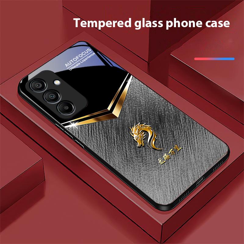 Liuli Black Dragon For Samsung Galaxy A15 5G 54 4G 51 50 24 35 90 71 12 51 53 52S 80 22 34 Black Tempered Glass Phone Case