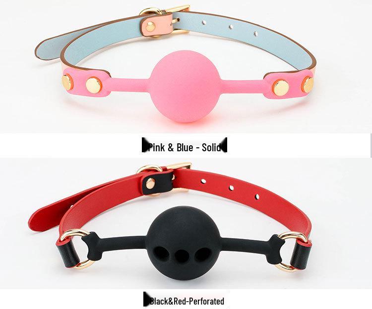 Men's Small Silicone Cowhide-Style Gag Ball with Breathable Hole for Deep Throat Comfort