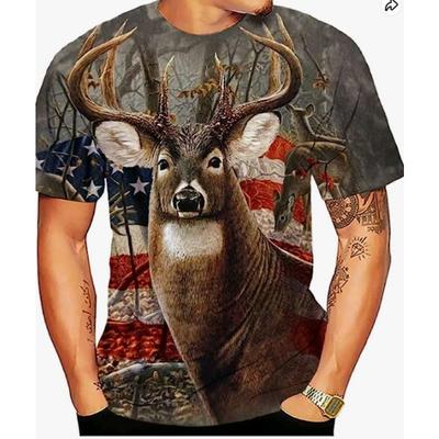 T-Shirt mit 3D-Druck, kurzärmelig, für Herren, Sportbekleidung, Sommer, Rundhalsausschnitt, Übergröße, für Männer, einfache T-Shirts mit Tiermotiv