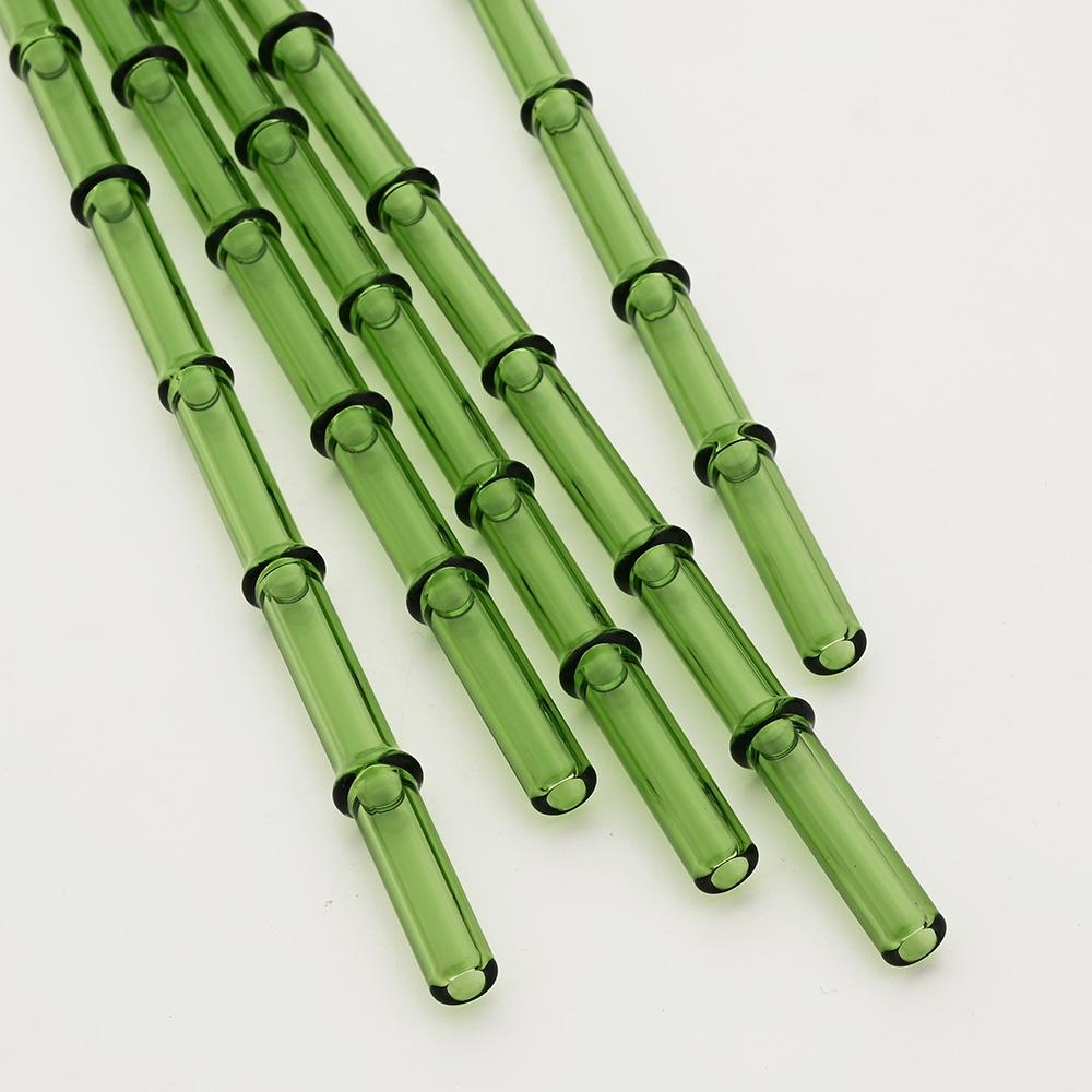 5/10Pcs Reusable Glass Straw with Brush Green Bamboo-shaped Straws Set Suitable for Milkshakes Juices Coffee Bar Accessories